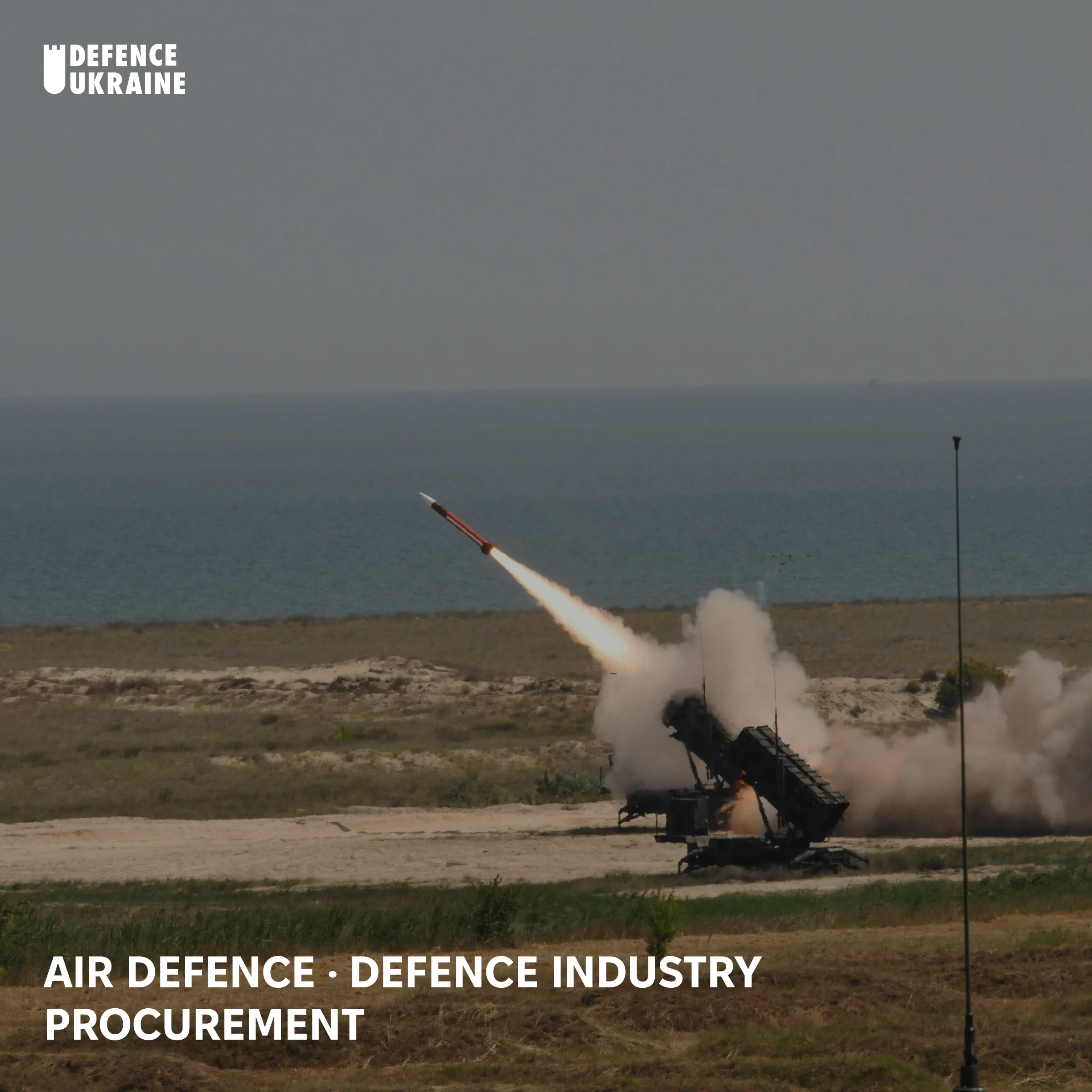 A US Army Patriot air-defence battery launches an interceptor missile during a Black Sea live-fire exercise in Romania, the round climbing on a plume of exhaust above the coastal launcher.